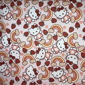 SPECIAL 1 Yard Hello Kitty w Rainbows Cotton Fabric BTY